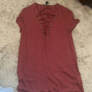 Burgundy t-shirt dress